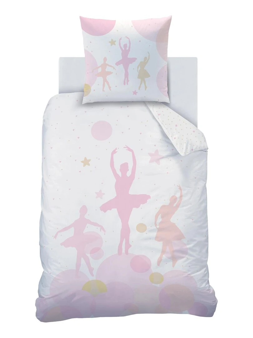 Parure de lit imprimée 100% Coton  OPERA   Blanc Rose