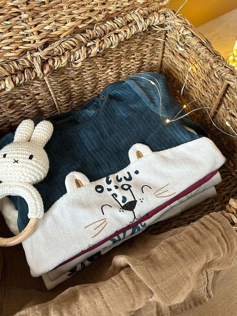 Pyjama bébé en velours Borneo   Ecru