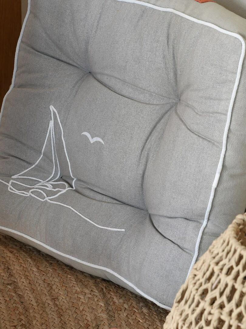 Coussin de sol 45x45 cm Yacht naturel coton   Beige