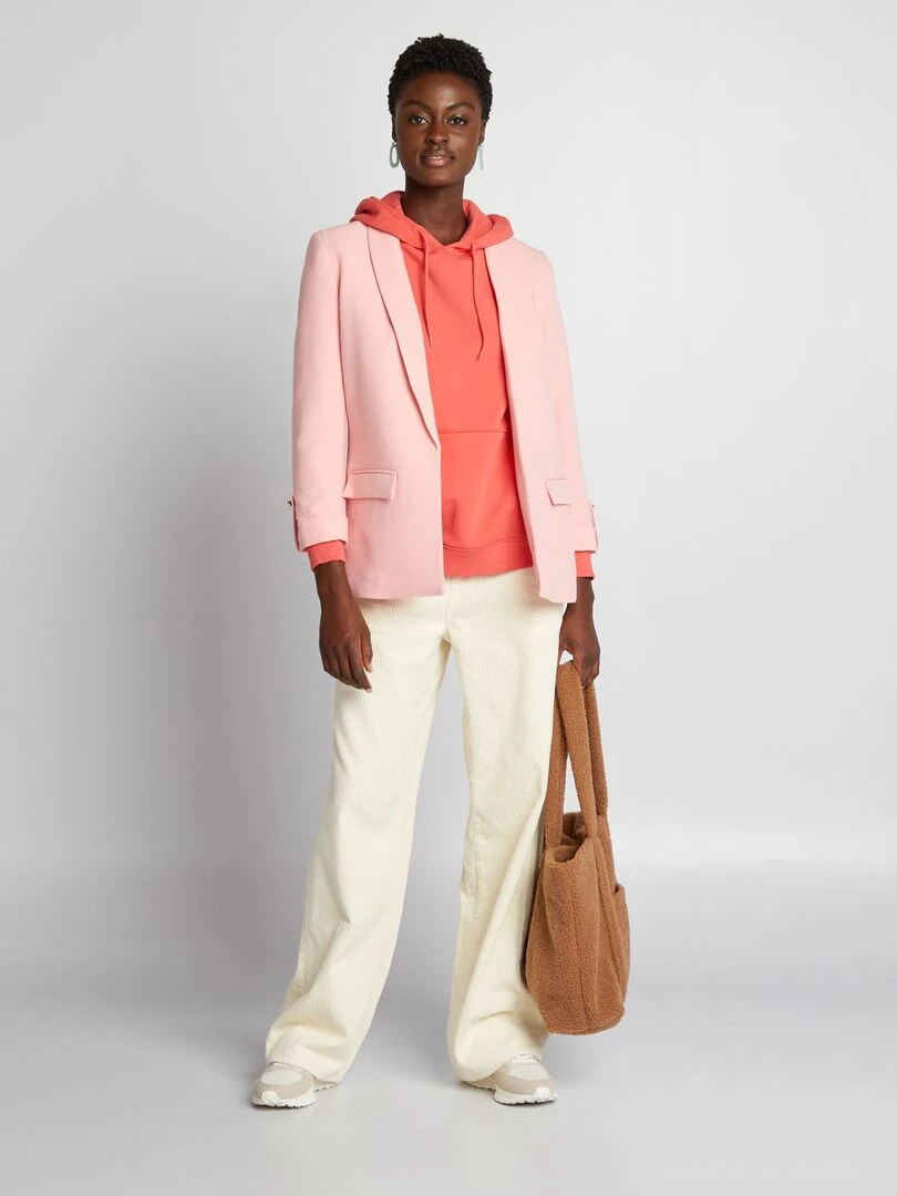 Veste blazer aux manches 3/4 Rose