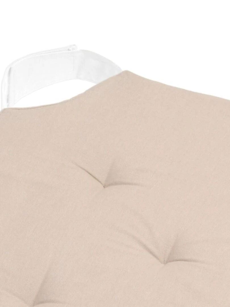 Lot de 4 galettes de chaise Duo velcro 38x38 lin écru Beige