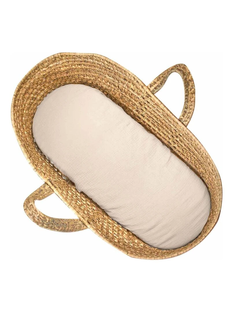 Drap housse couffin ovale en gaze de coton Jeanne Beige