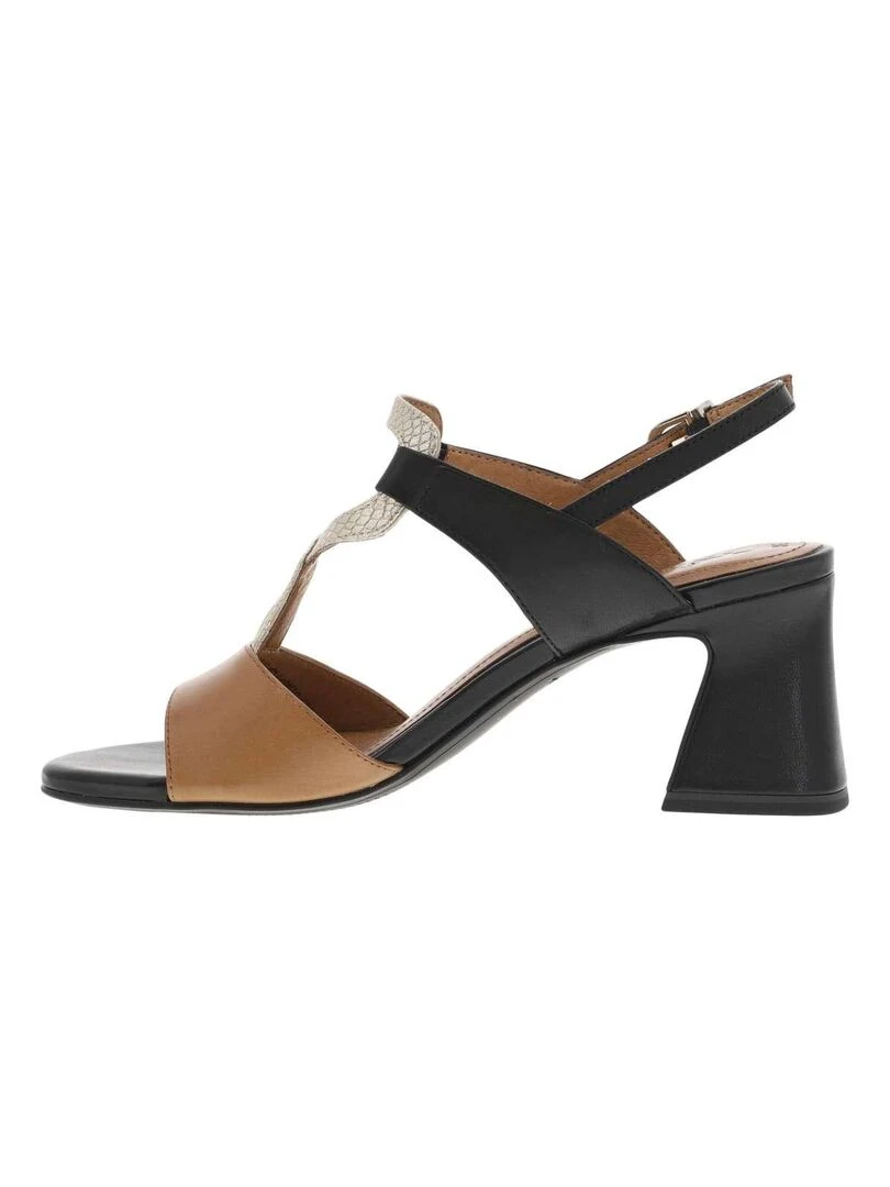 TAMARIS   Nu pieds cuir talon entonnoir   Noir