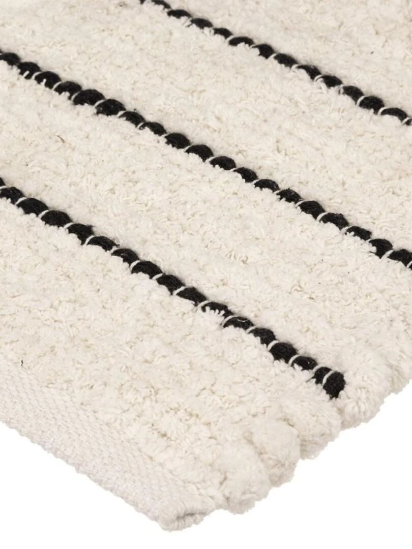 Tapis de salle de bain microfibre rayé 50x120 coton Blanc