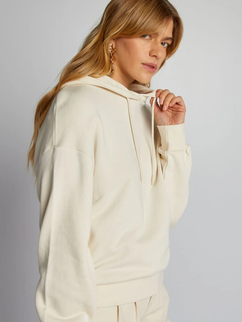 Sweat en molleton à capuche   Beige