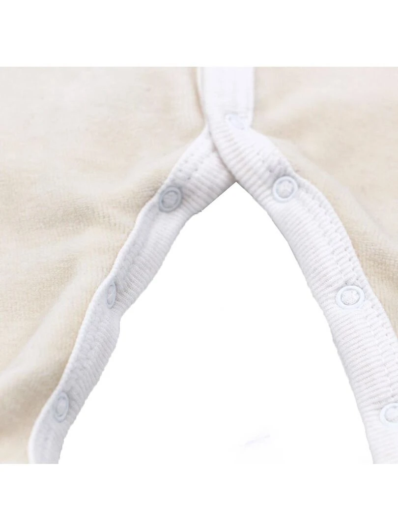 Pyjama velours   100% coton biologique   1 à 6 mois   Blanc cassé