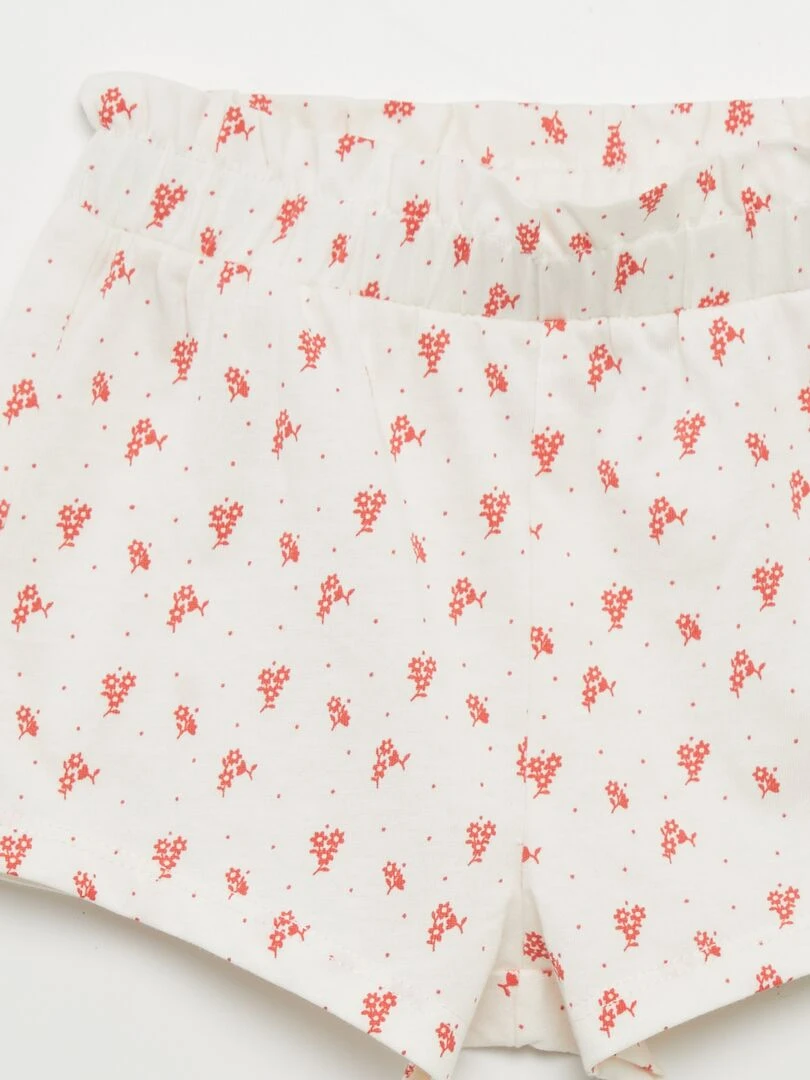 Ensemble t shirt + short imprimé   2 pièces   Rose fleur