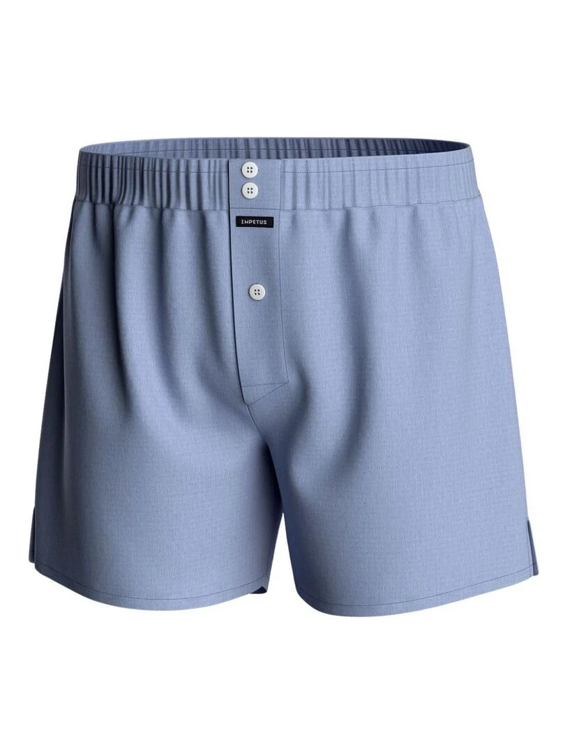 Caleçon en coton avec suspensoir American boxer à micro coutures Bleu