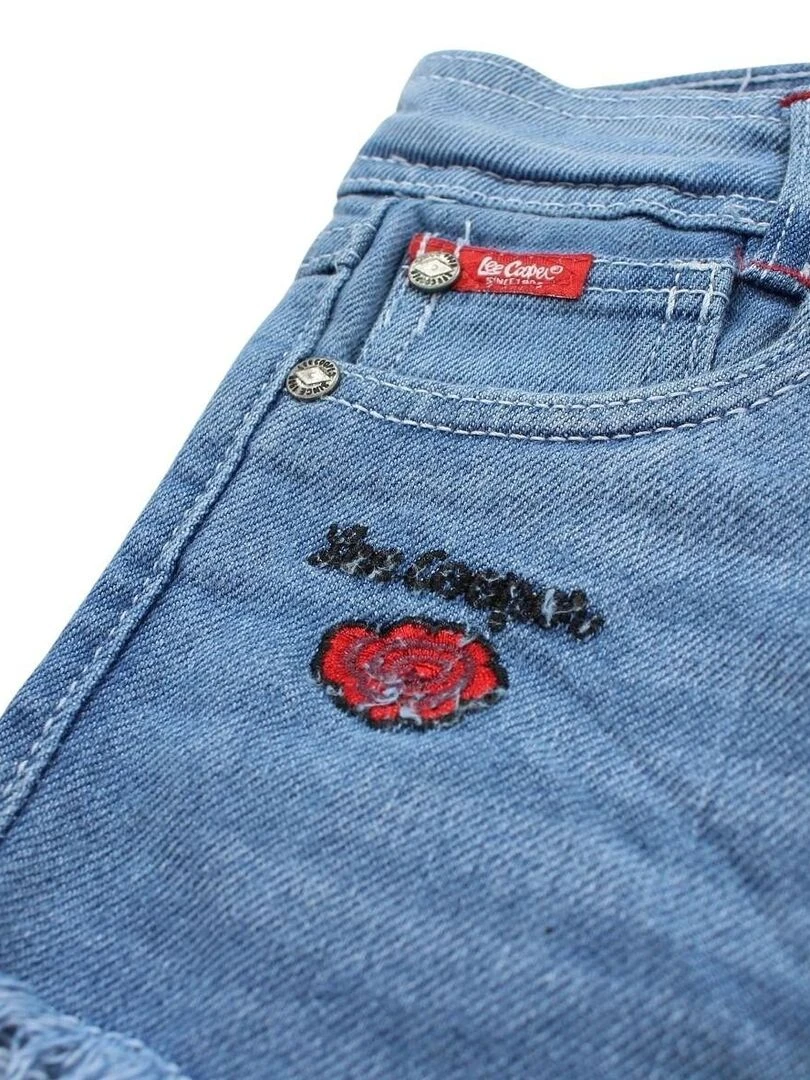 Lee Cooper   Short fille imprimé logo en coton   Bleu