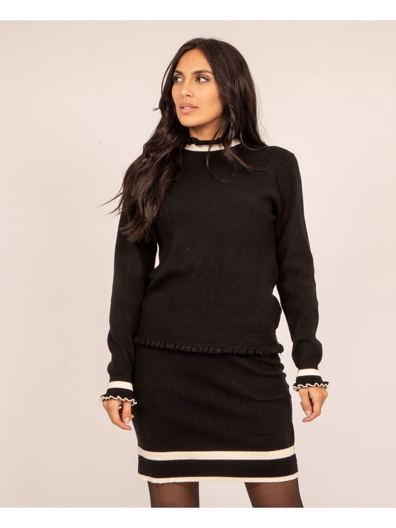 Ensemble maille pull + jupe MELANIE Noir
