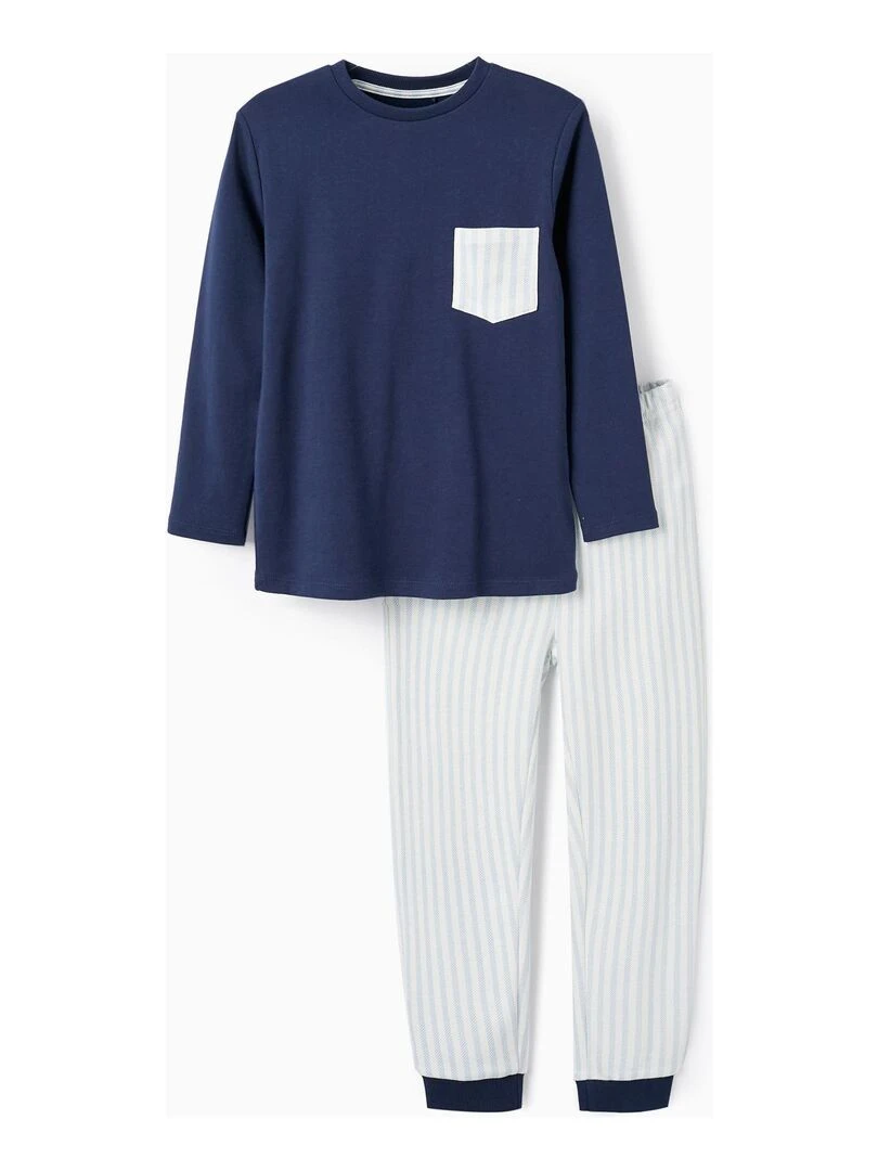 Pyjama en coton pour garçon manches longues ESSENTIALS LINE Bleu foncé