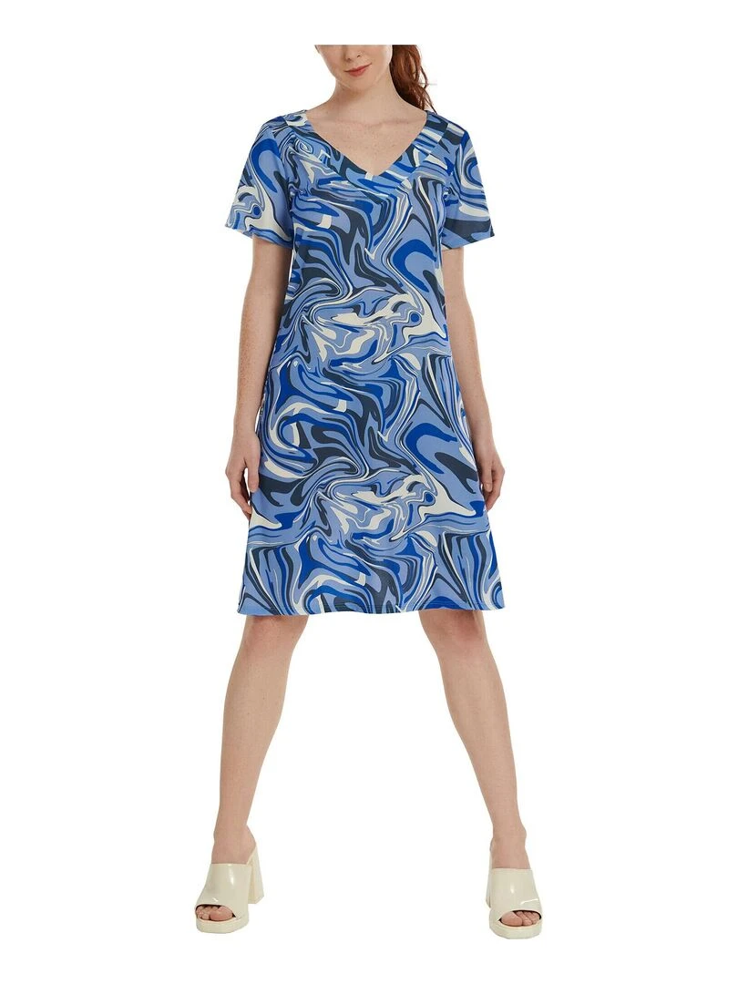 Robe estivale manches courtes Palma   Bleu