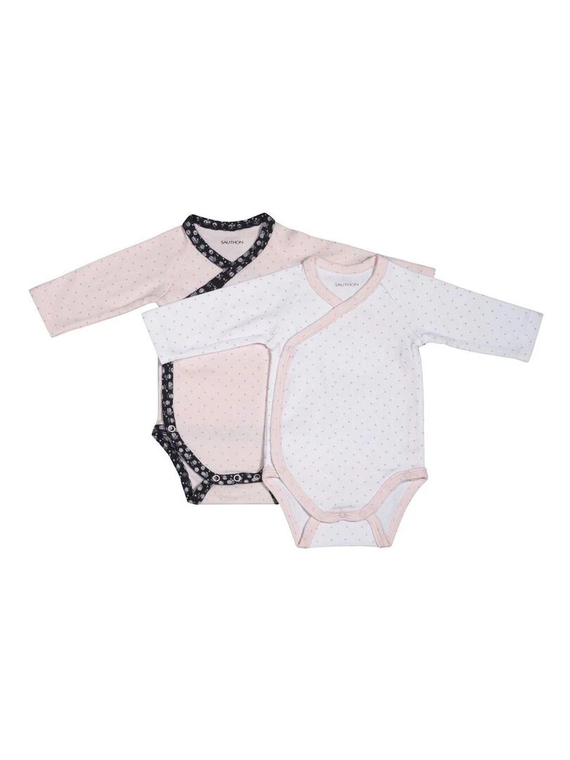 Bodies bébé à manches longues Lot de 2 SAUTHON Blanc Rose
