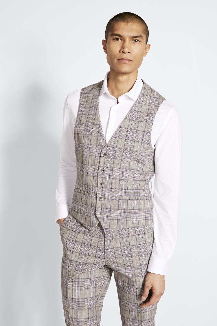 Tailored Fit Blue Check Stretch Jacket   Buy Online at Moss