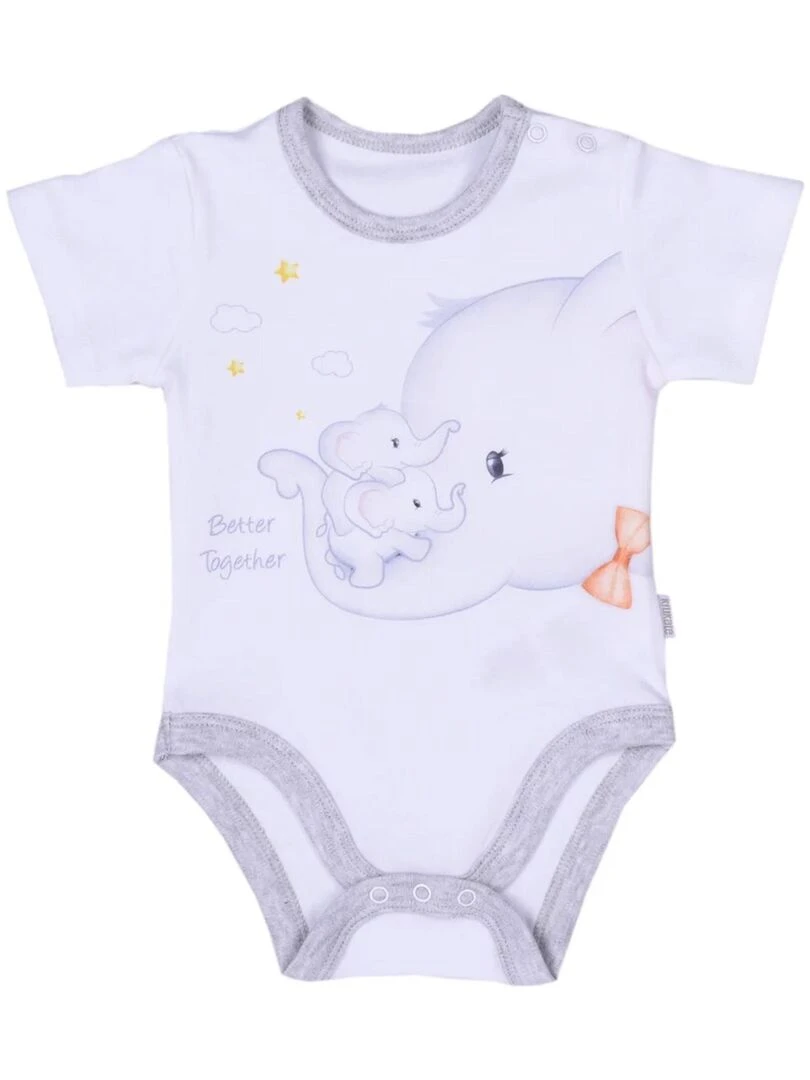 Ensemble bébé body et shorty Éléphant Blanc