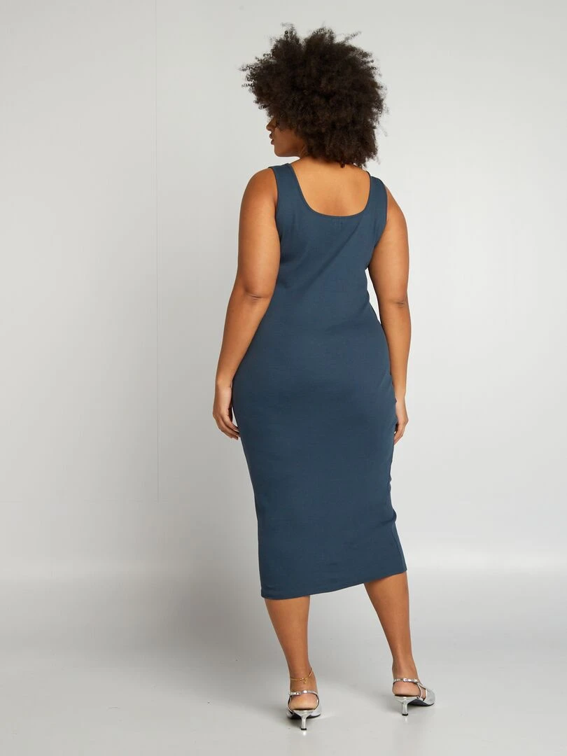 Robe midi côtelée   Bleu marine