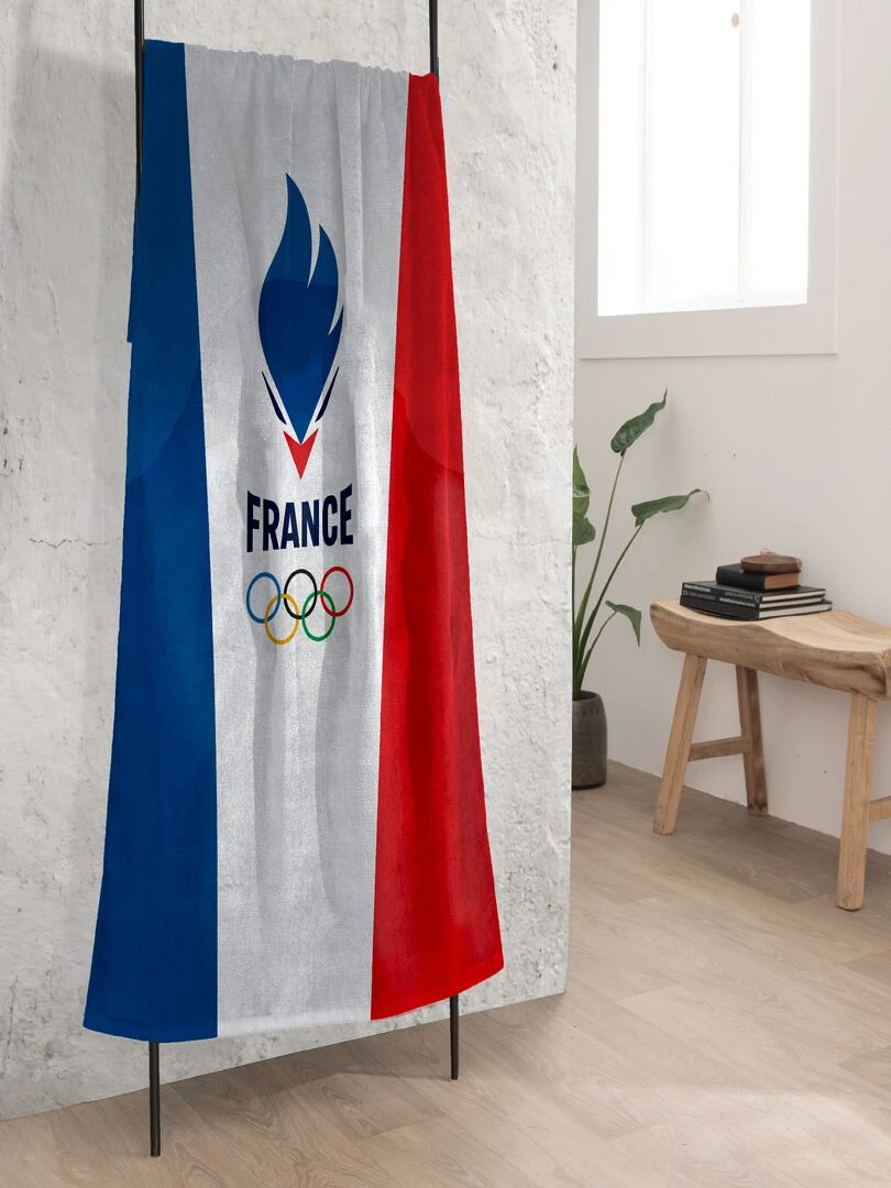 Drap de plage en velours Bleu/blanc/rouge