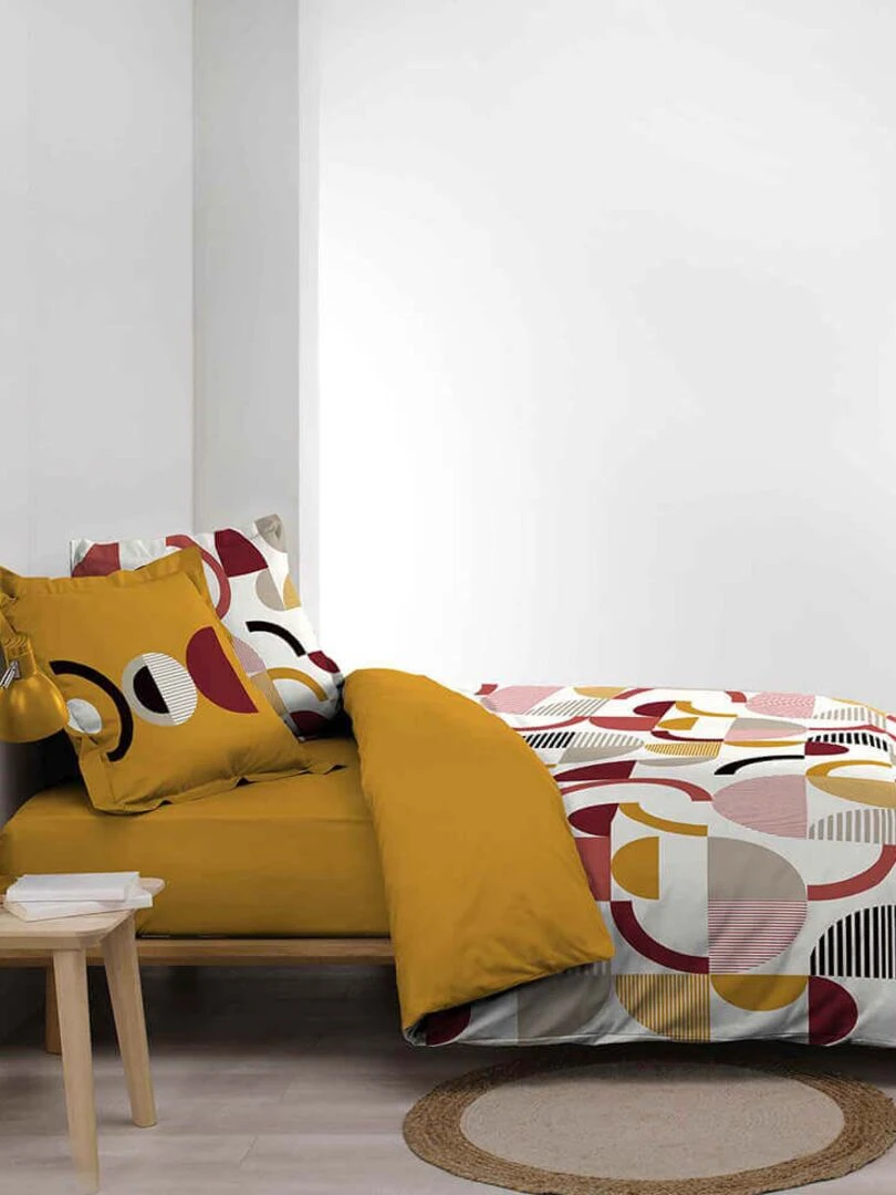 Housse de couette 240x220 Neoline + 2 taies coton 42 fils Jaune