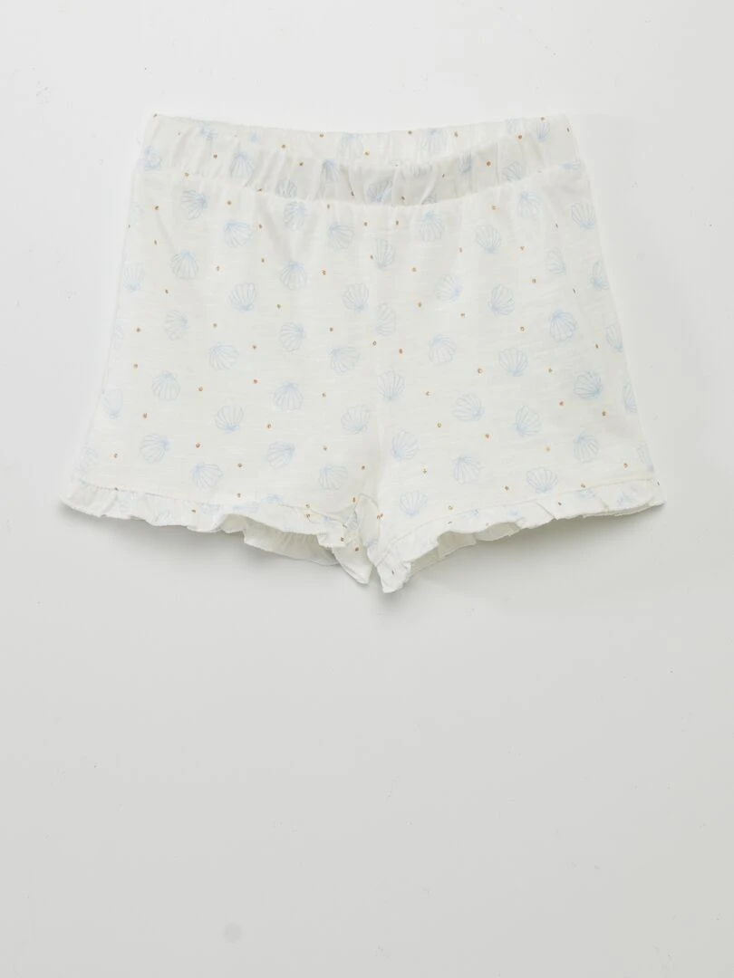 Ensemble pyjama short + t shirt   2 pièces   Blanc