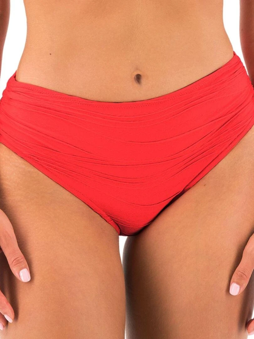Shorty de bain taille haute Beach Waves Rouge