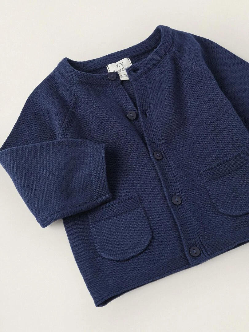Gilet en Maille à Manches Longues pour Nouveau Né  ATLANTIC COMPANY   Bleu foncé