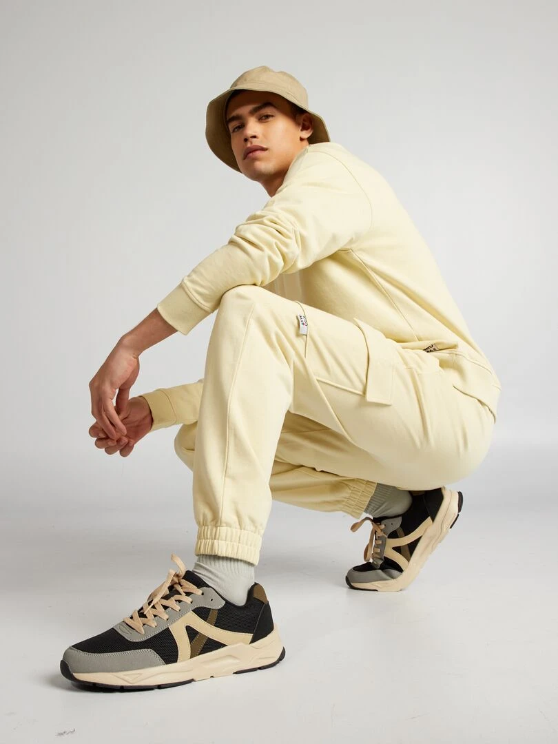 Pantalon de jogging avec poches multipoches Jaune