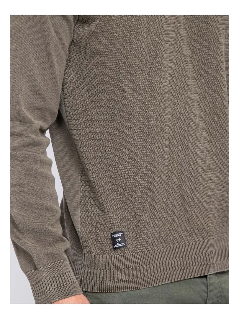 Pull fin col rond LAEROU   Kaki