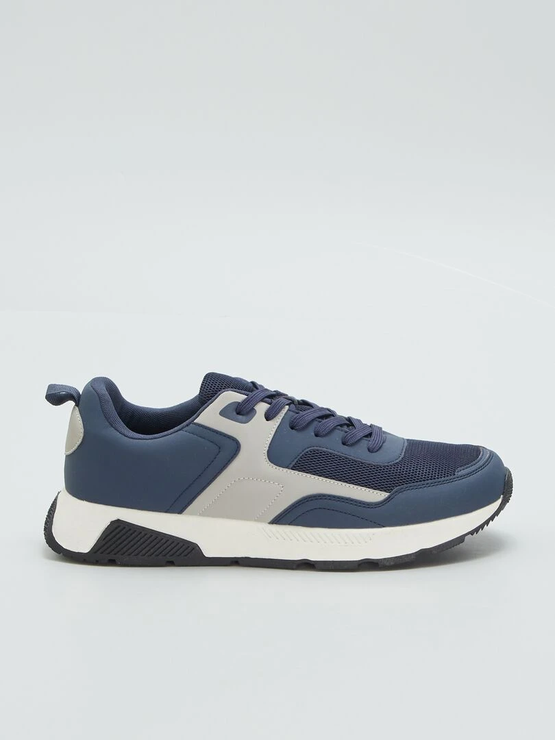 Baskets de sport en mesh tricolores Bleu