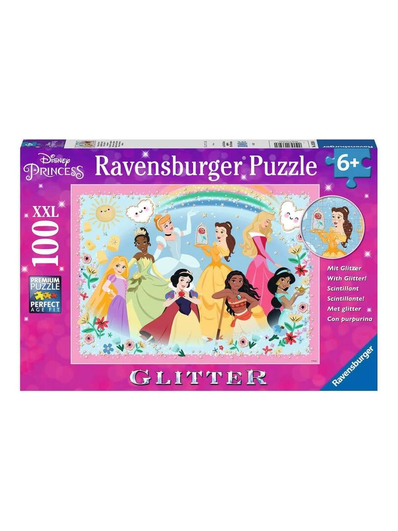 Puzzle 100 pièces XXL : Collection Paillettes : Princesses Disney : Fortes belles et courageuses N/A