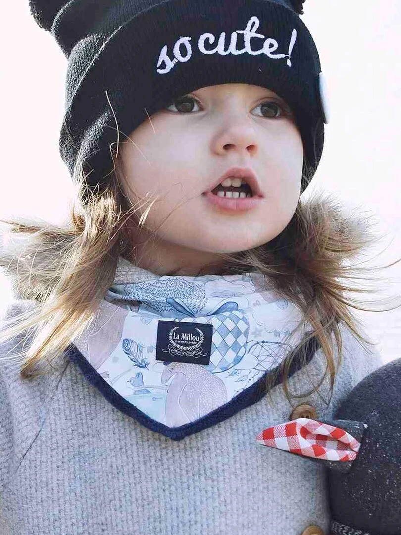 Bandana cache cou réversible  FLORE   Bleu