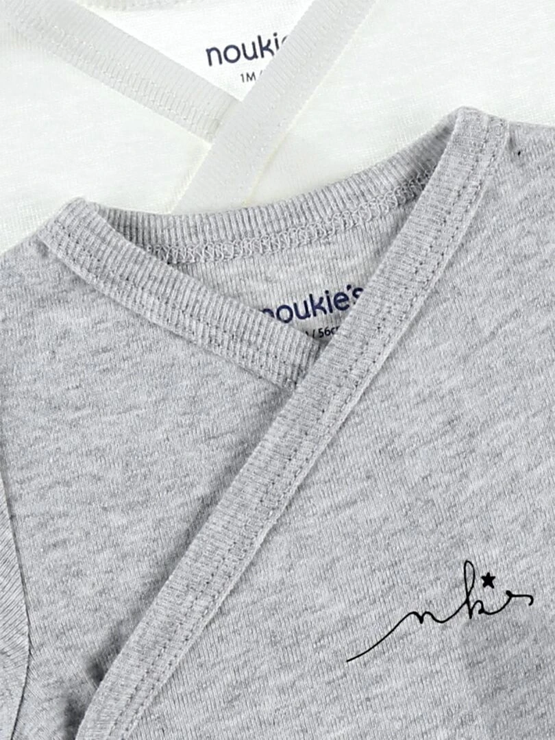 Set de 2 bodys croisés à longues manches  clair/blanc   Noukie's   Gris