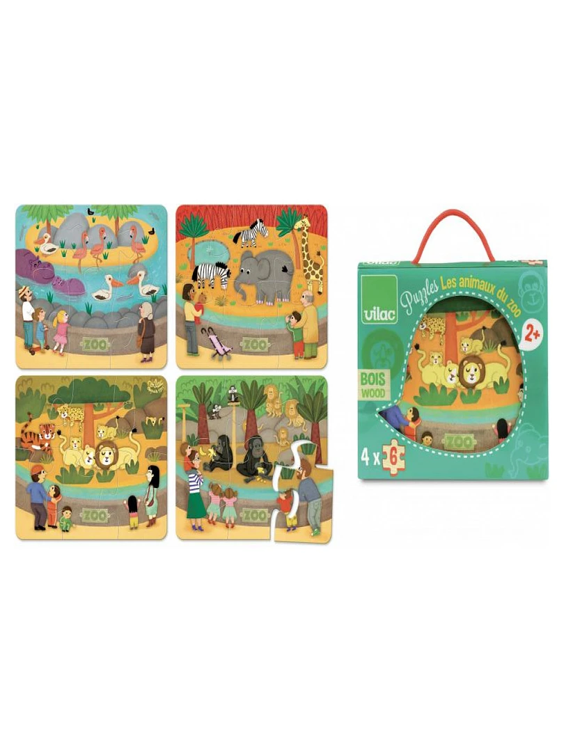 4 Puzzles De 6 Pieces   Les Animaux Du Zoo   N/A