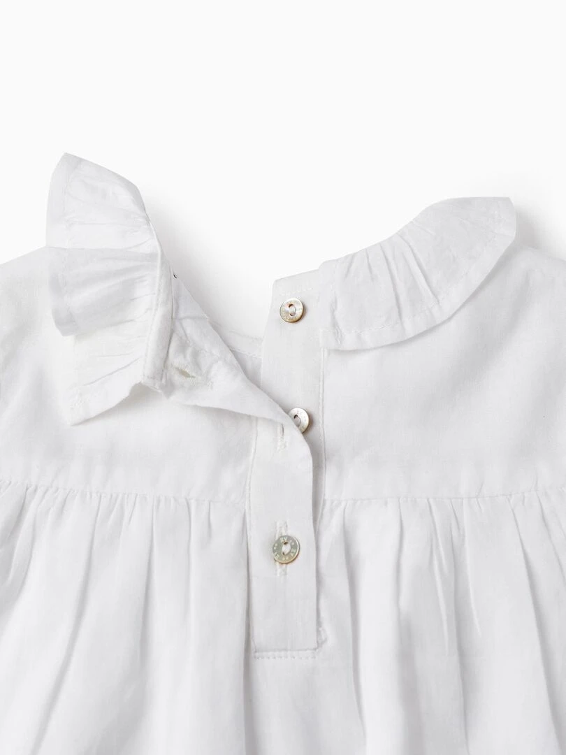 Blouse avec Dentelle et Broderies pour Bébé Fille manches longues SPRING BEGINS   Blanc
