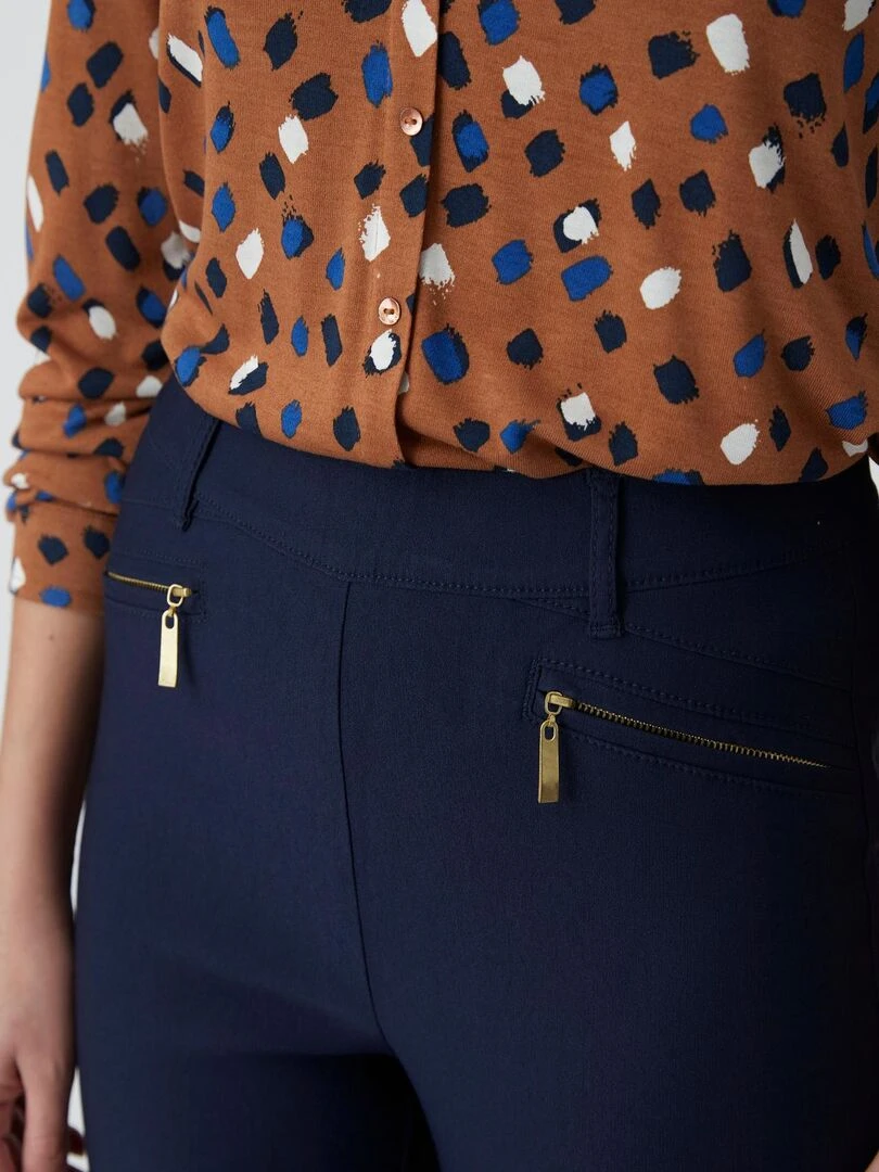 Pantalon 7/8ème toile extensible Damart Bleu marine