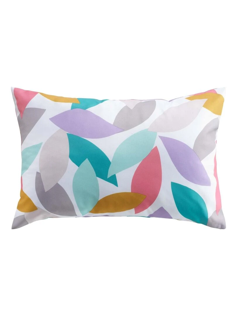 Coussin aux feuilles colorées Blanc