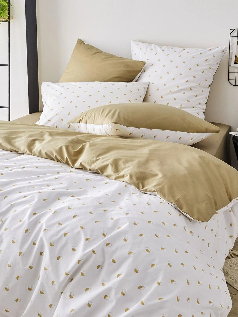 Housse de couette en percale au style géométrique Beige