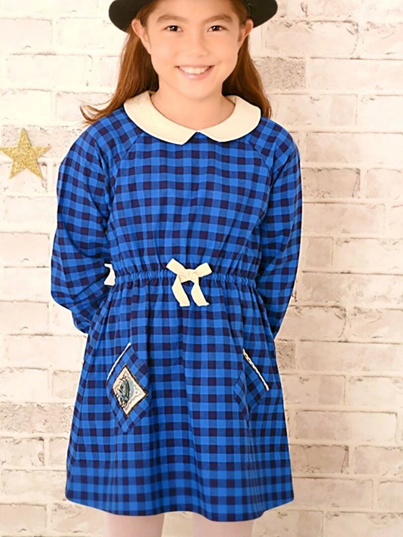 Robe Col Claudine Fille Carrx Vichy Roi 'LA FAUTE A VOLTAIRE' Bleu Bleu marine