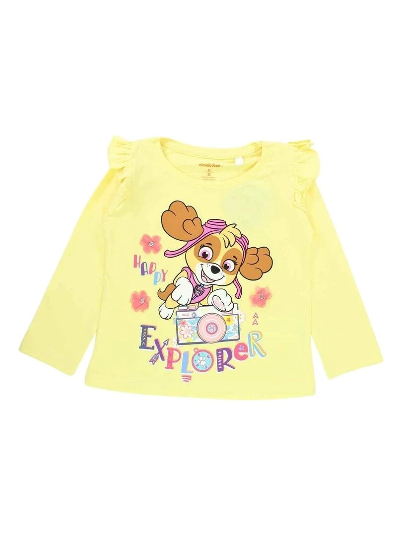 La Pat' Patrouille T shirt fille imprimé La Pat' Patrouille en coton Jaune