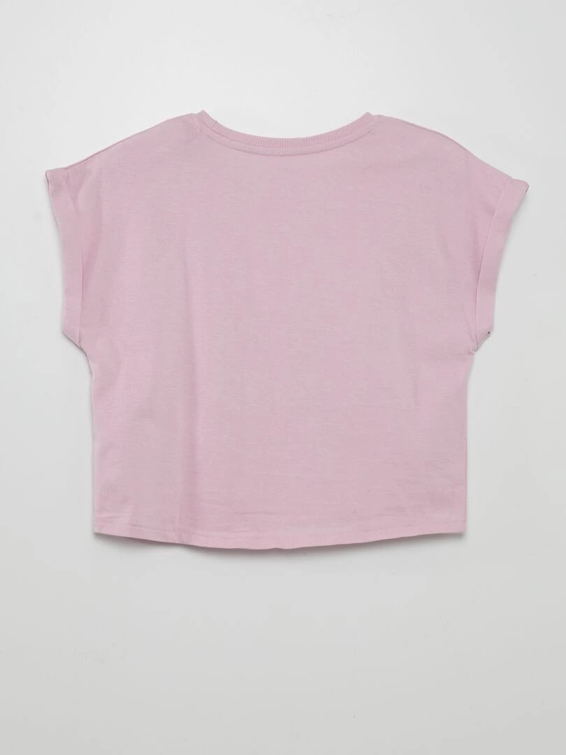 T shirt en jersey avec revers de manches   Violet