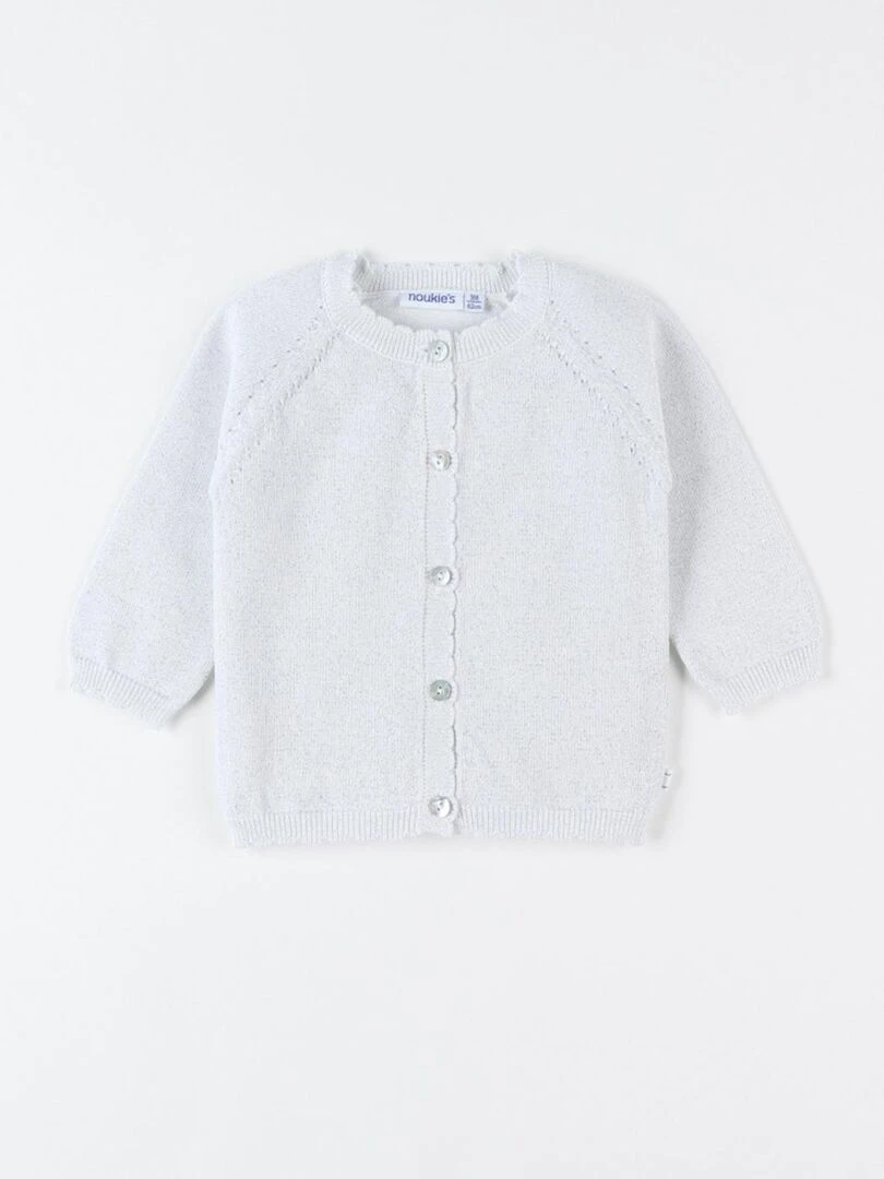 Cardigan lurex argenté en tricot fin    Noukie's   Blanc