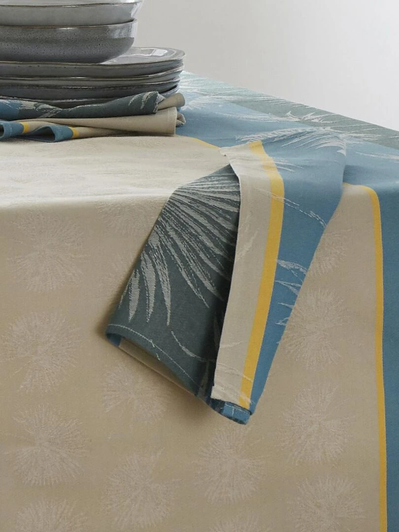Lot de 3 serviettes tropicales à jacquard enduit Bleu azur