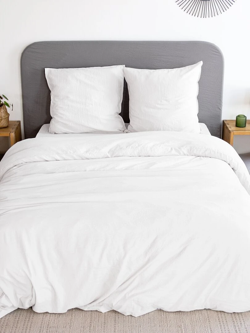 Parure de lit unie ultra douce 2 personnes blanc
