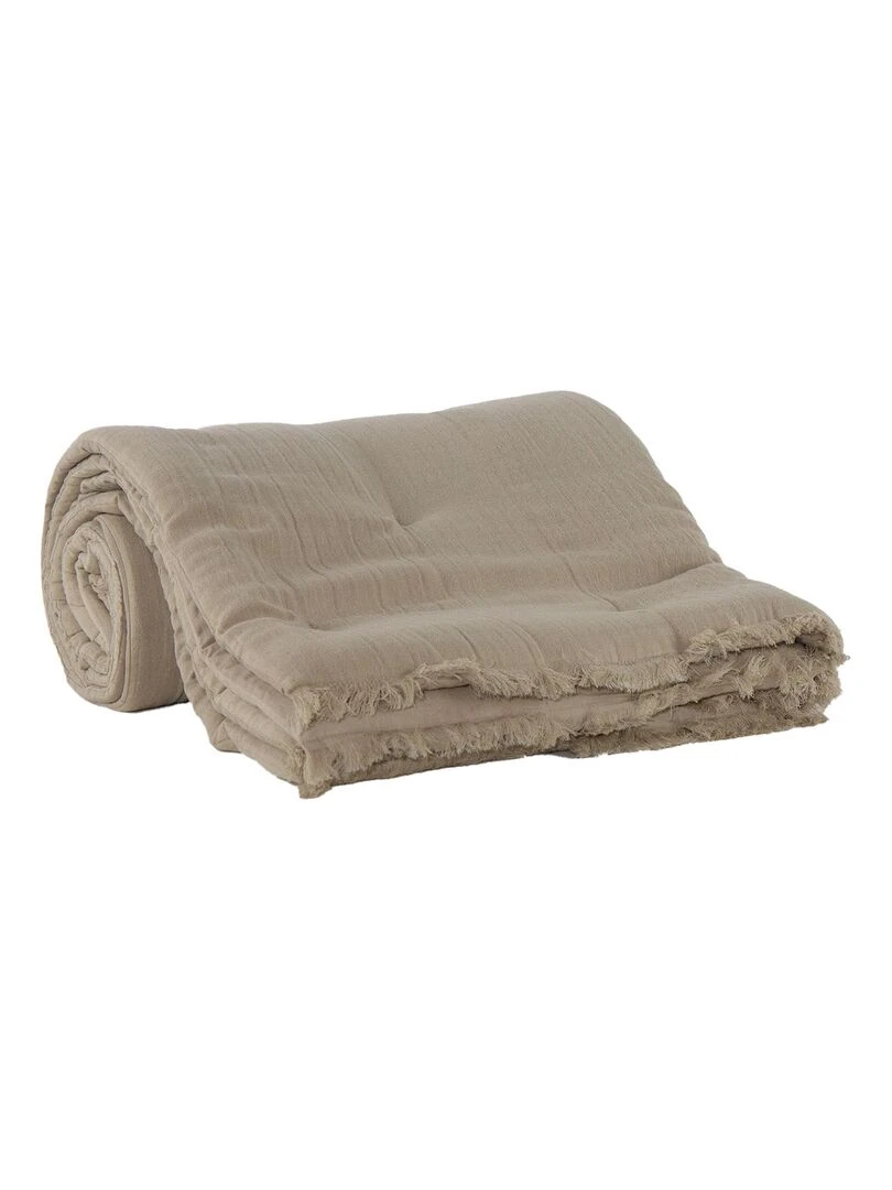 Edredon uni en gaze de coton Beige