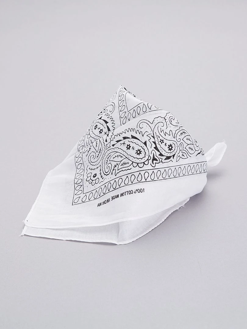Bandana en coton imprimé blanc