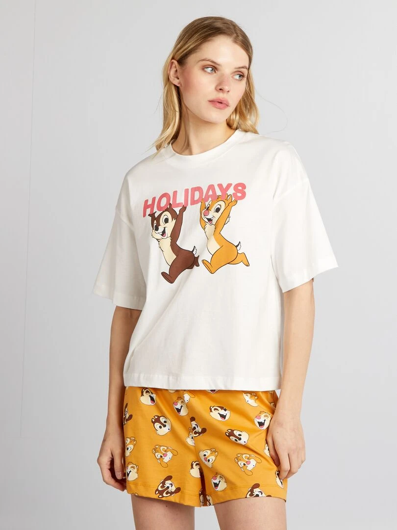 Ensemble pyjama court 'Disney' 2 pièces Blanc