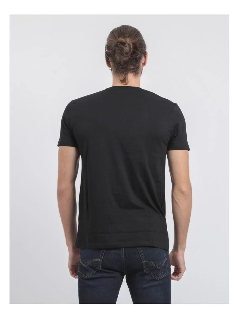 T shirt col rond pur coton JALSONIC   Noir