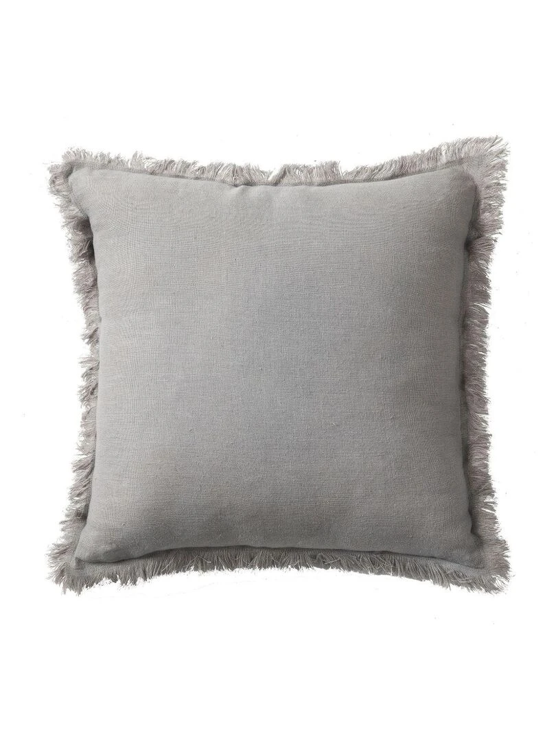 Coussin en lin bords effilés 'Deko&co' Gris clair