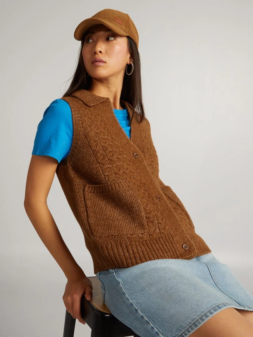 Gilet en maille Marron