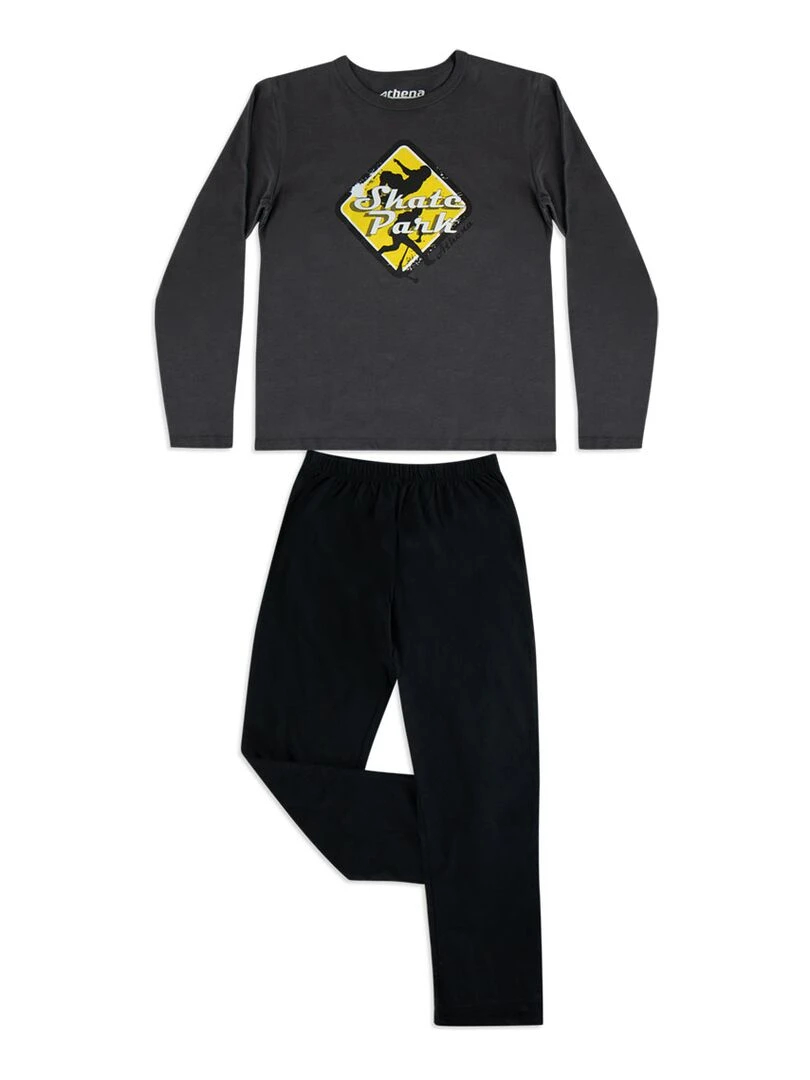 Pyjama long garçon Eco Pack Noir