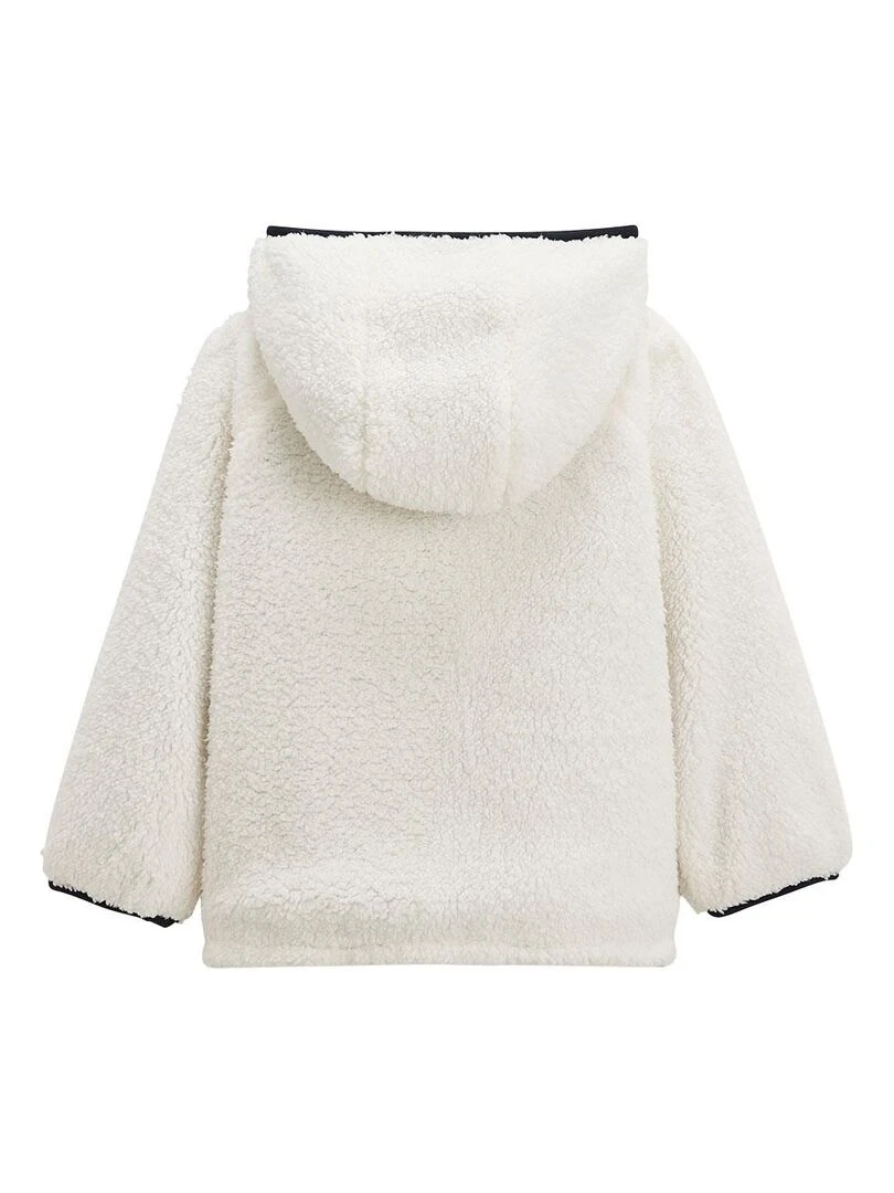 Veste à capuche enfant en sherpa réversible Belle de Nuit   Bleu